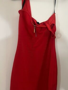 Red Bodycon Dress with Zip Detail - Brand Unspecified